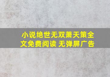 小说绝世无双萧天策全文免费阅读 无弹屏广告